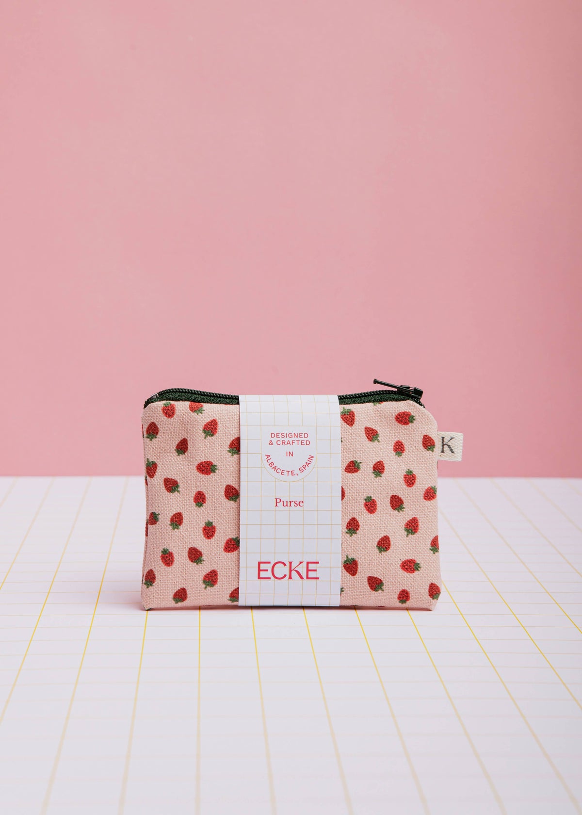 ECKE Geldbörse Fresas Pink aus Baumwolle, handgefertigt